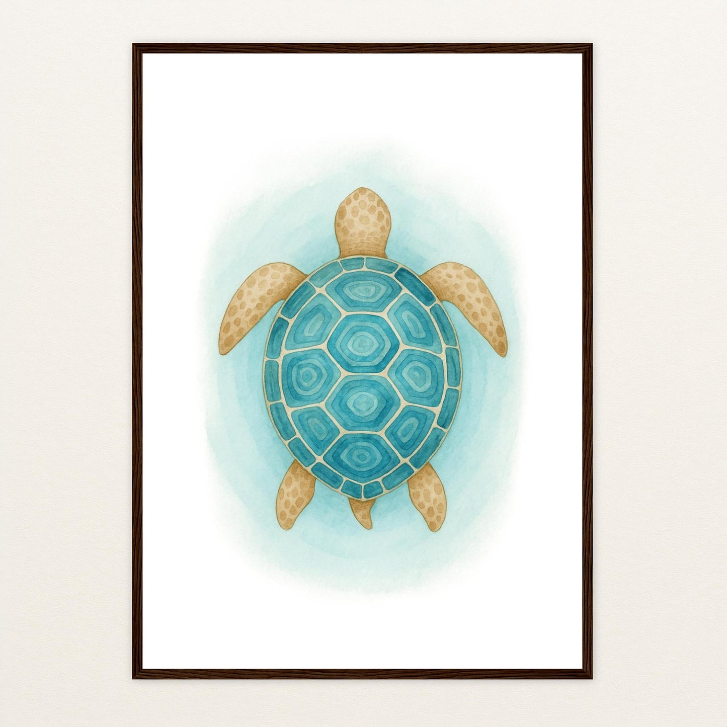 Sora die Schildkröte - Motiv: "Treiben" Poster mit Holzrahmen von tinylearner