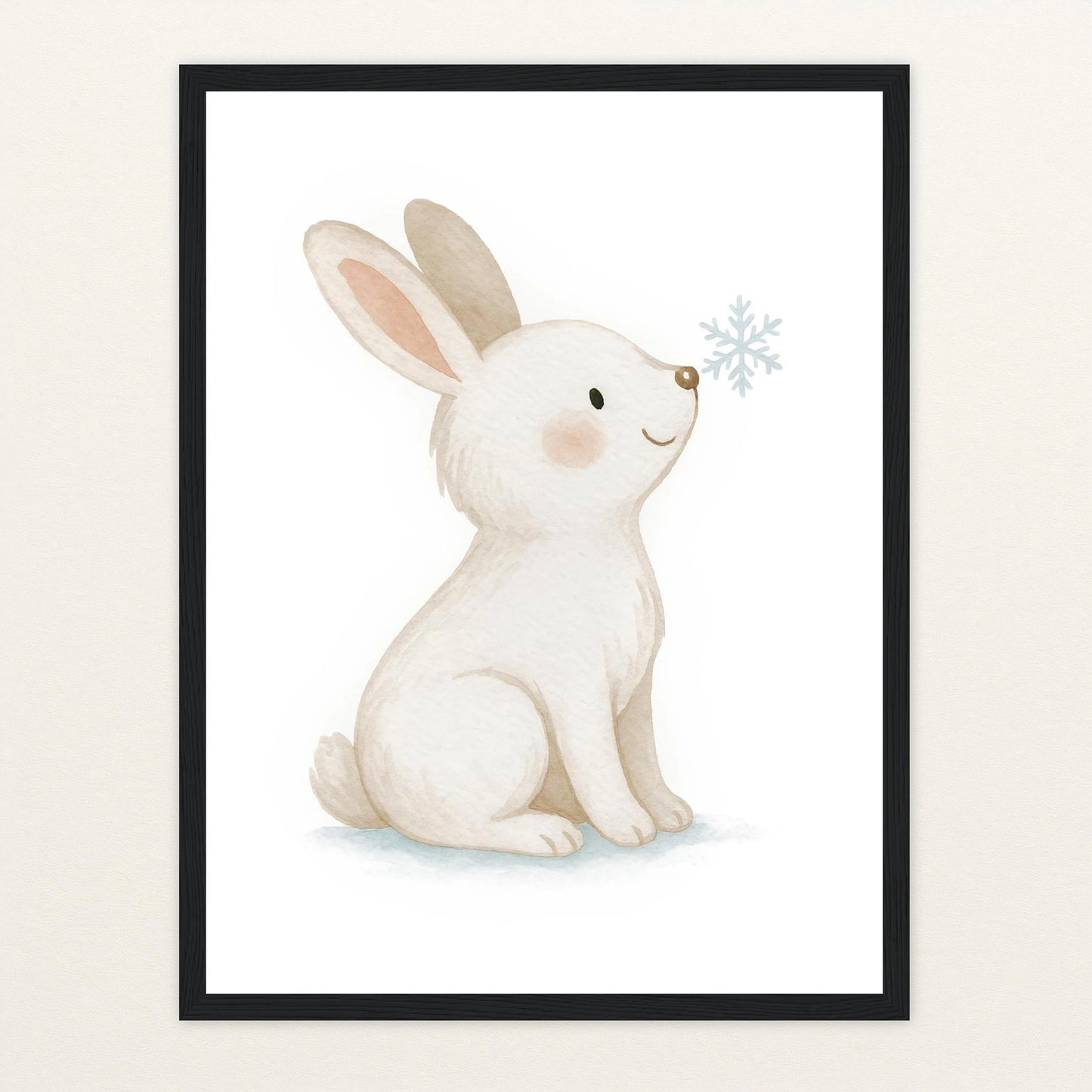 Sina der Schneehase Poster mit Holzrahmen von tinylearner