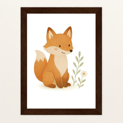 Finnegan der Fuchs Poster mit Holzrahmen von tinylearner