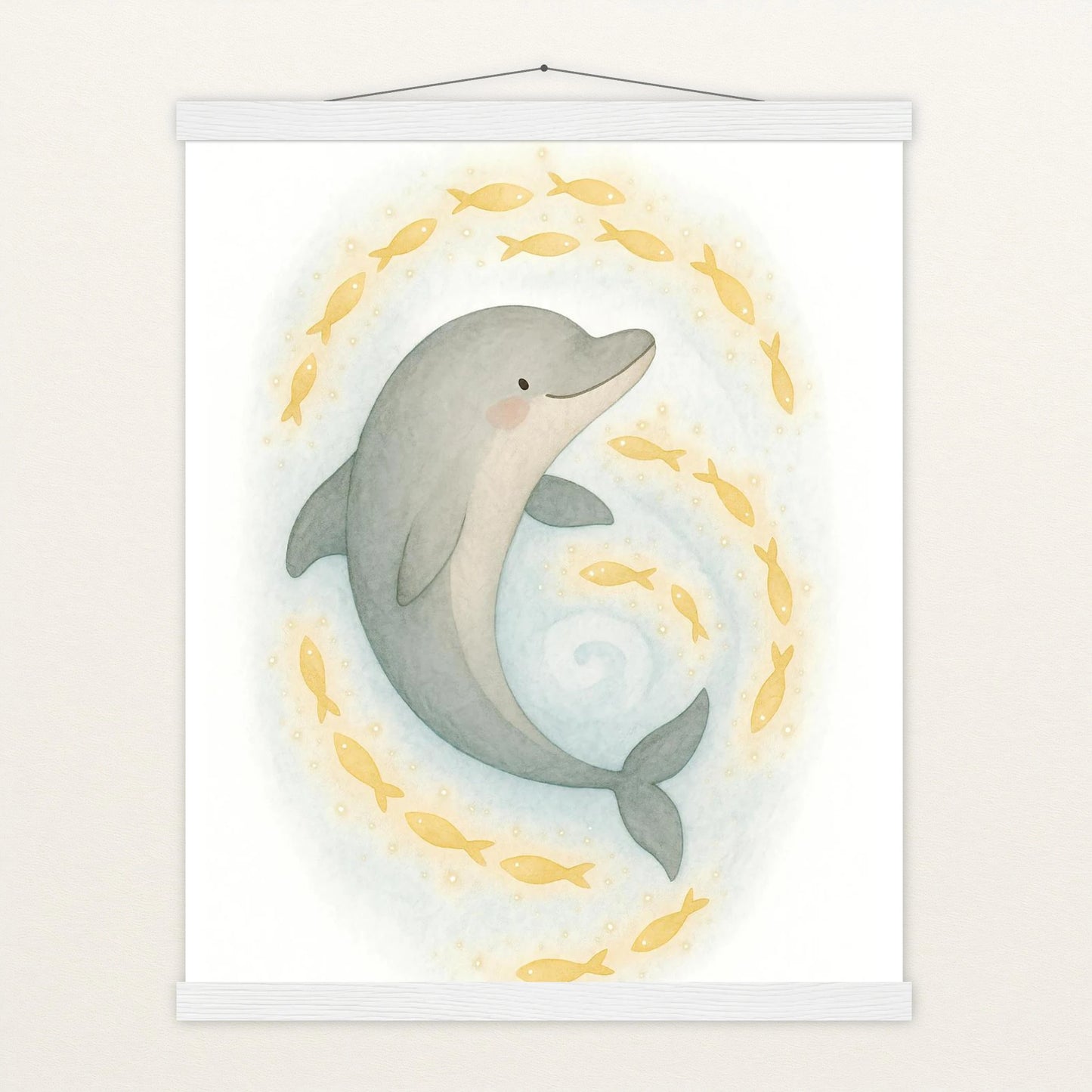 Dora der Delfin - Motiv: "Leuchtfische" Poster mit Leisten von tinylearner