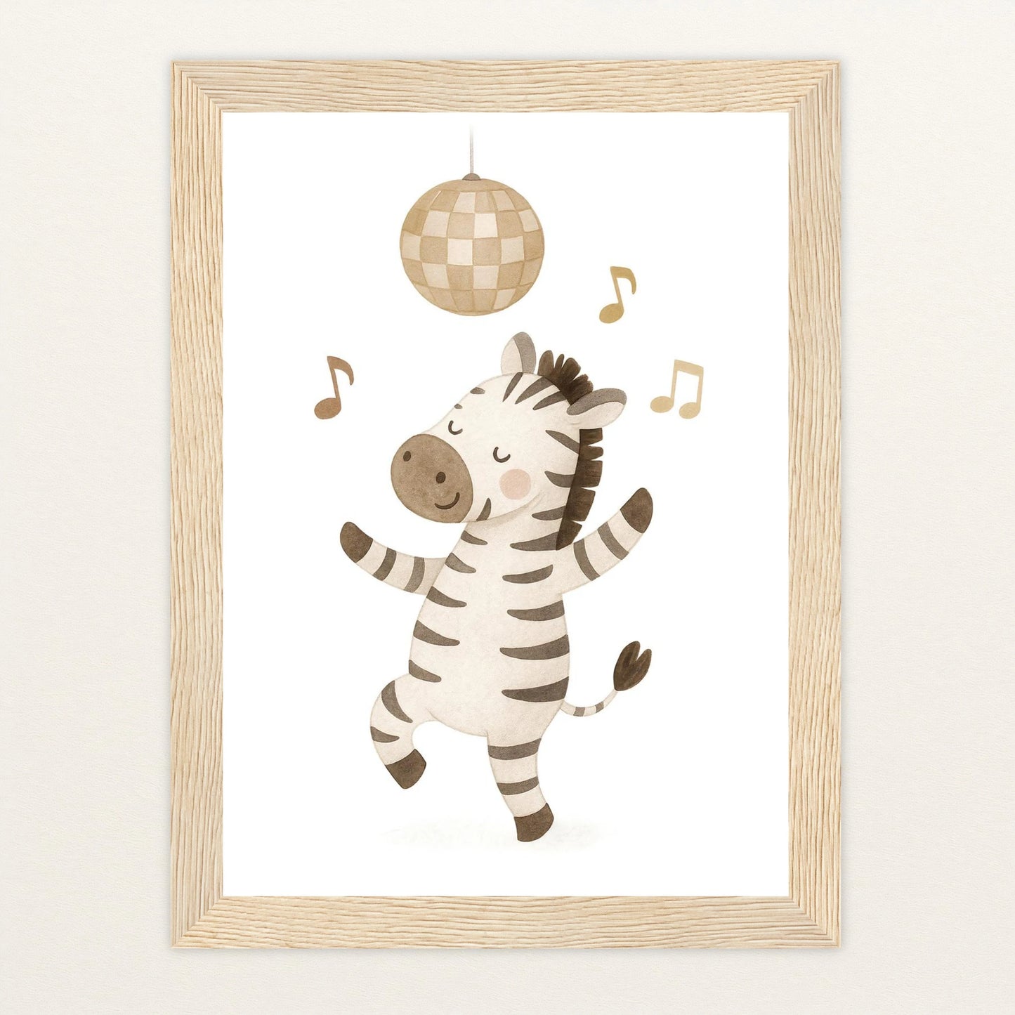 Zinni das Zebra - Motiv: "Tanzen" Poster mit Holzrahmen von tinylearner