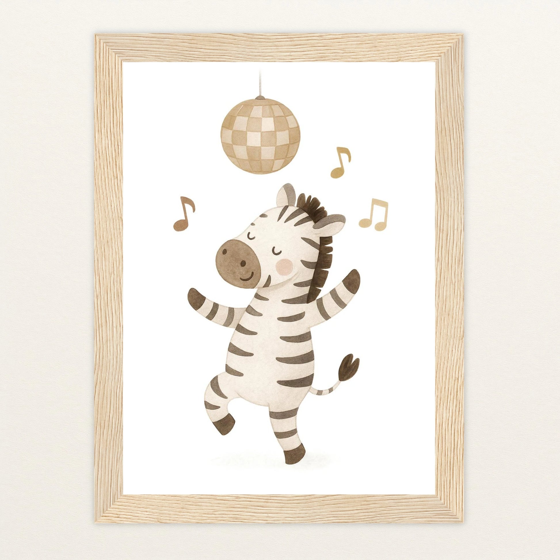 Zinni das Zebra - Motiv: "Tanzen" Poster mit Holzrahmen von tinylearner