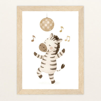 Zinni das Zebra - Motiv: "Tanzen" Poster mit Holzrahmen von tinylearner