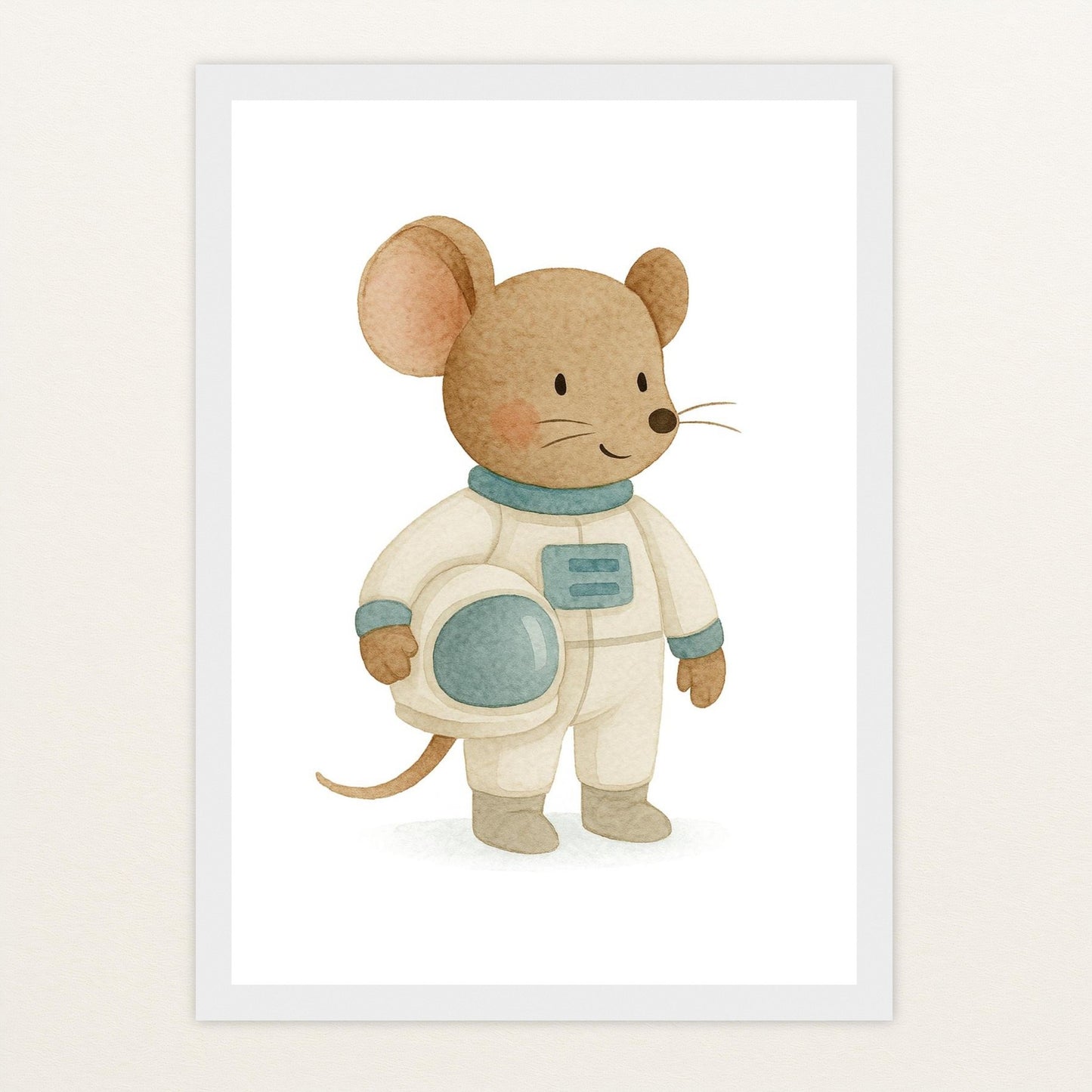 Mimi die Maus - Motiv: "Astronaut" Poster mit Holzrahmen von tinylearner