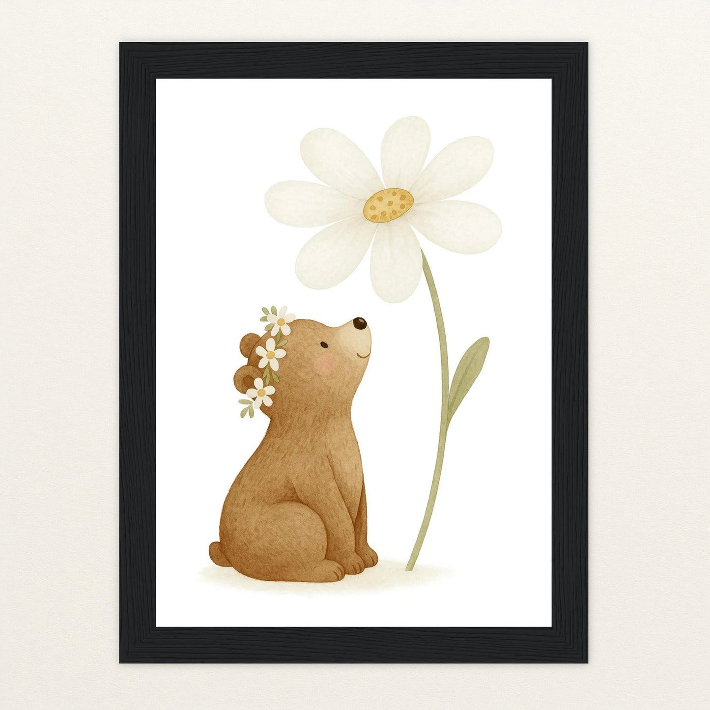 Balu der Bär - Motiv: "Gänseblümchen" Poster mit Holzrahmen von tinylearner