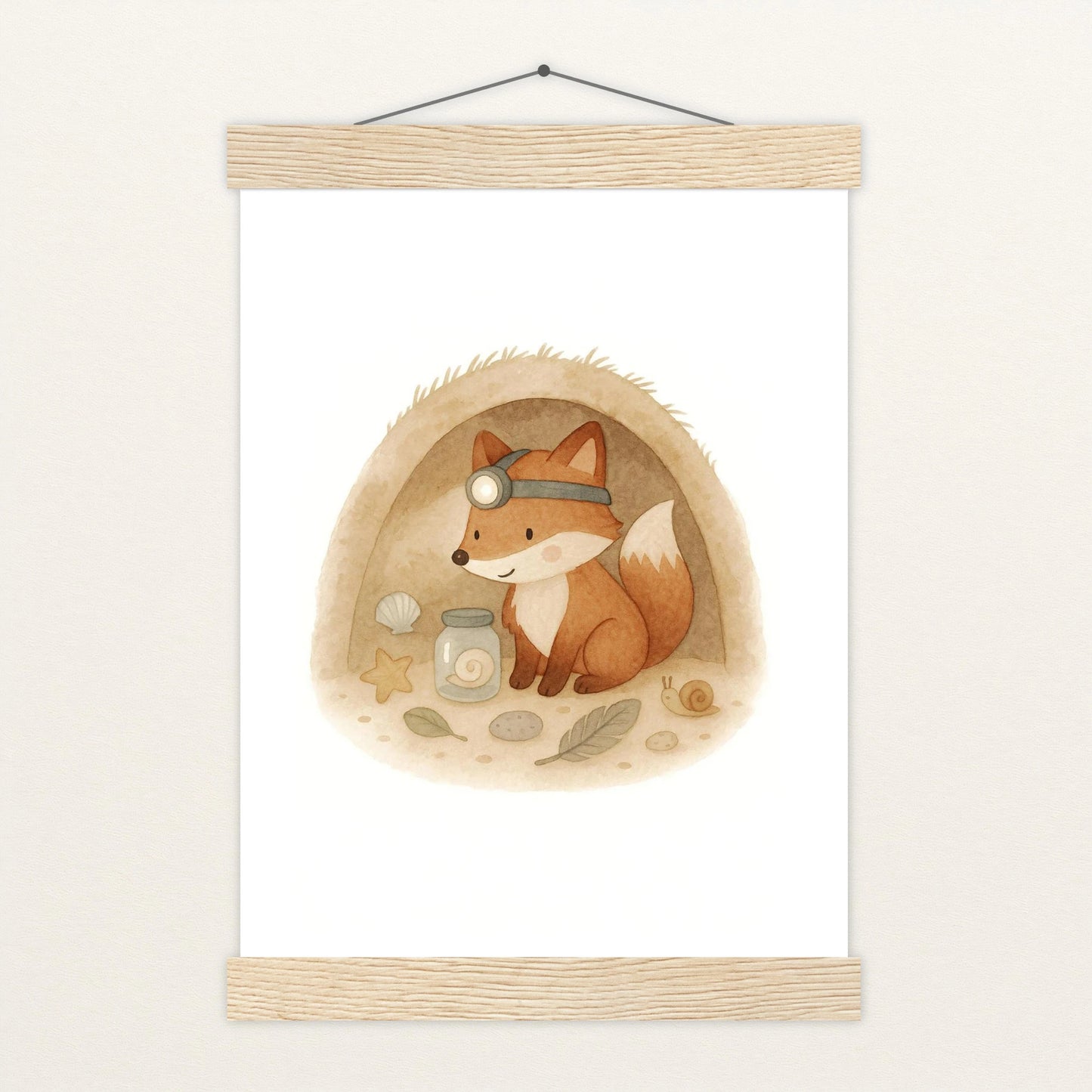 Finnegan der Fuchs - Motiv: "Höhle" Poster mit Leisten von tinylearner