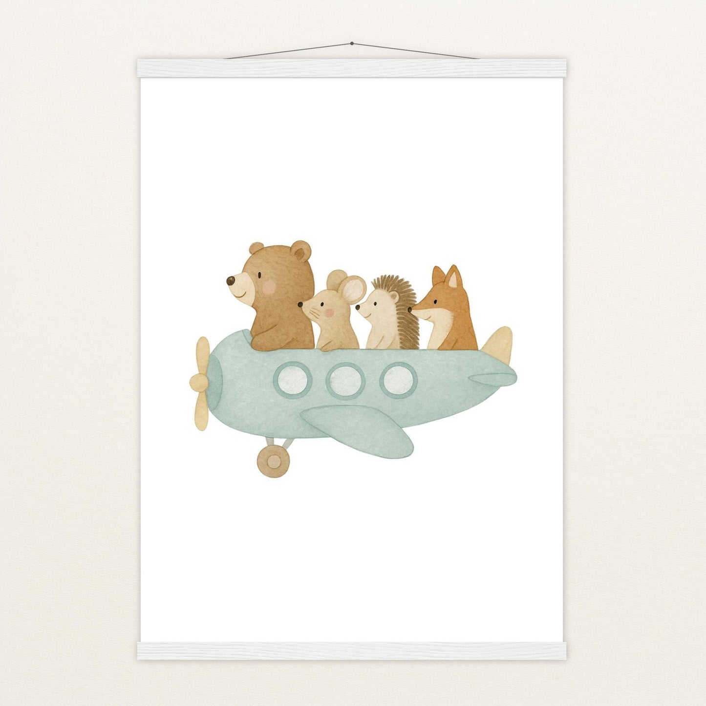 Tierfreunde - Motiv: "Flugzeug" Poster mit Leisten von tinylearner