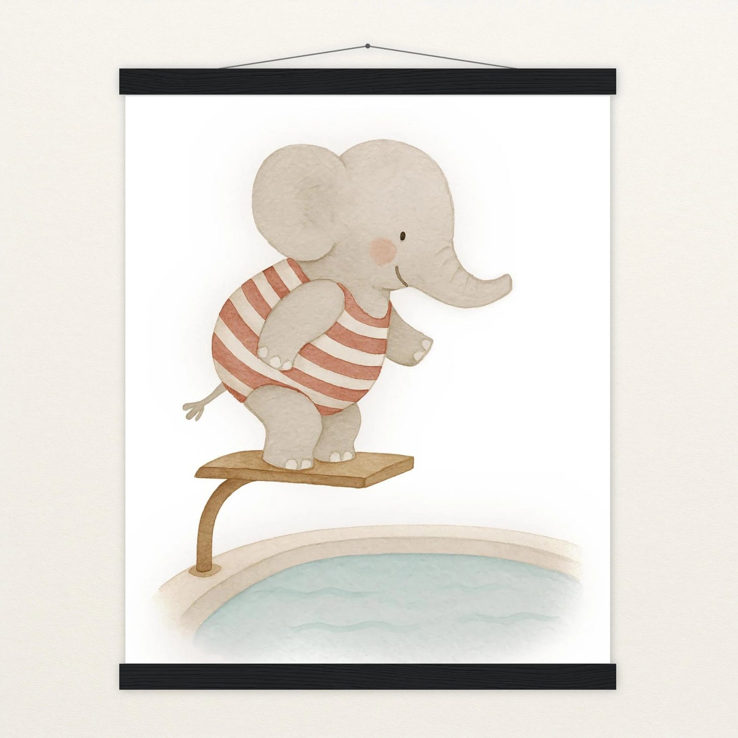 Emil der Elefant - Motiv: "Pool" Poster mit Leisten von tinylearner