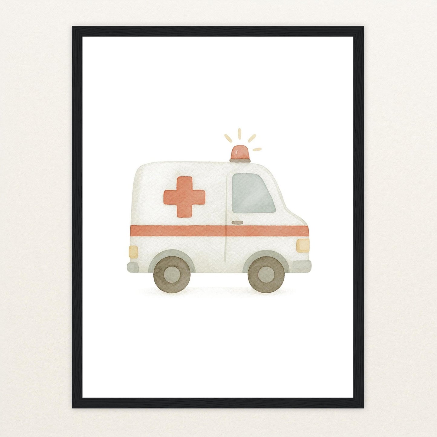 Krankenwagen Poster mit Holzrahmen von tinylearner