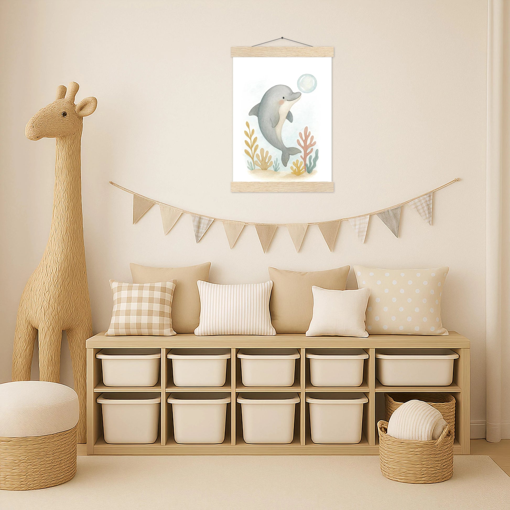 Dora der Delfin - Motiv: "Luftblase" Poster mit Leisten von tinylearner