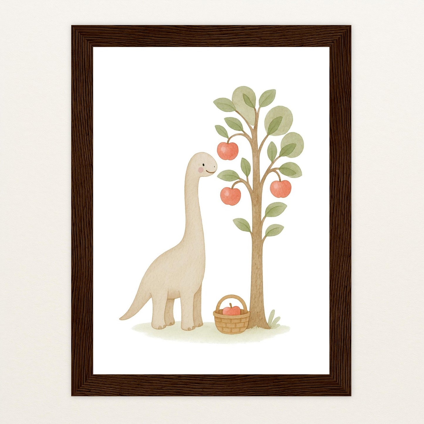 Dinosaurier Brachiosaurus - Motiv: "Apfelbaum" Poster mit Holzrahmen von tinylearner