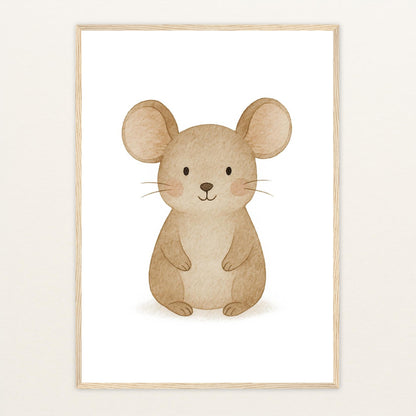 Mimi die Maus Poster mit Holzrahmen von tinylearner