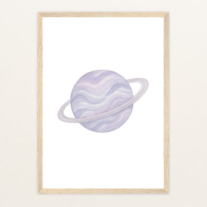 Planet Poster mit Holzrahmen von tinylearner