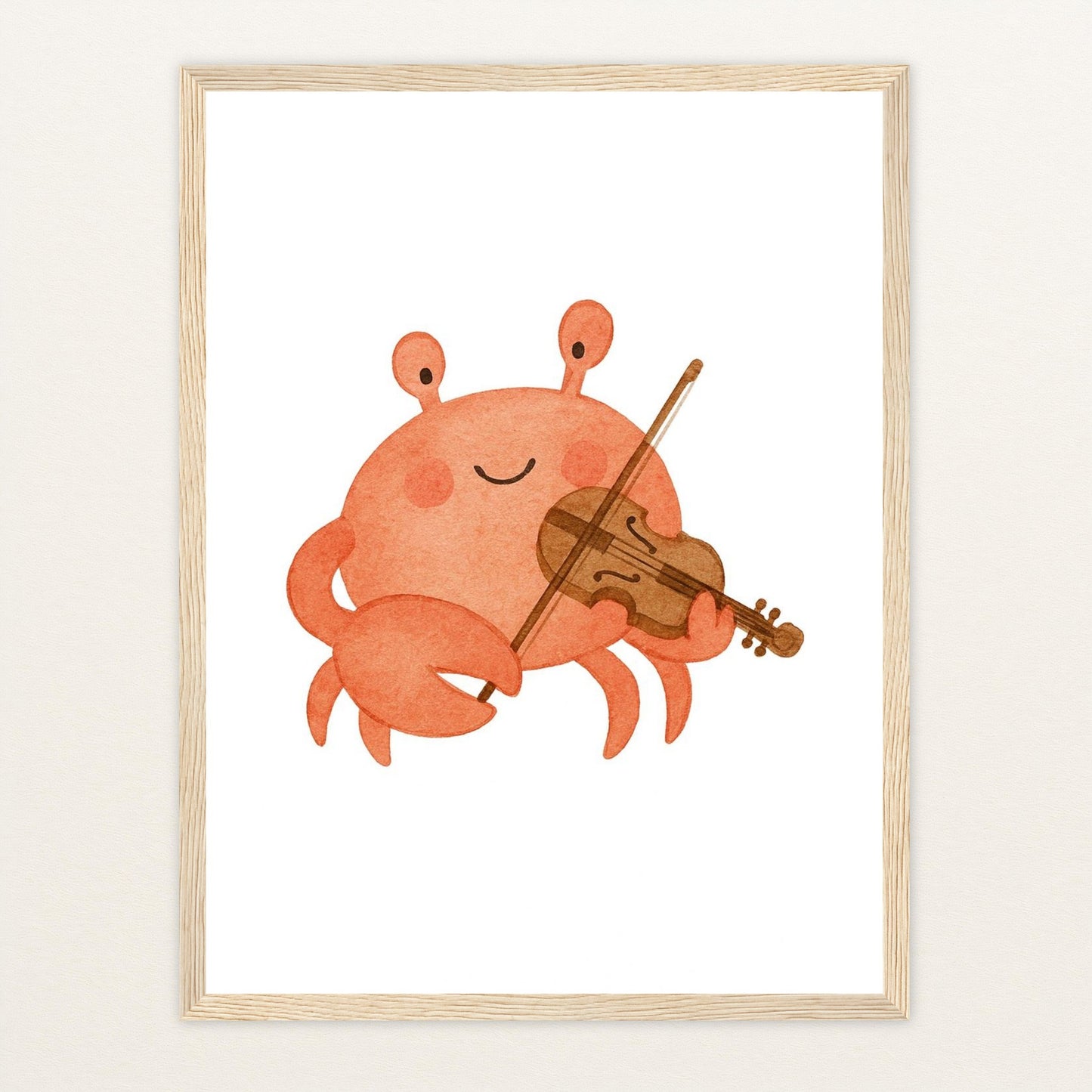 Krabbi der Krebs - Motiv: "Geige" Poster mit Holzrahmen von tinylearner