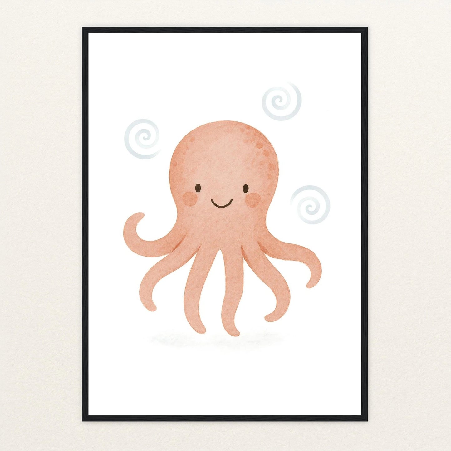 Tilli der Tintenfisch Poster mit Holzrahmen von tinylearner