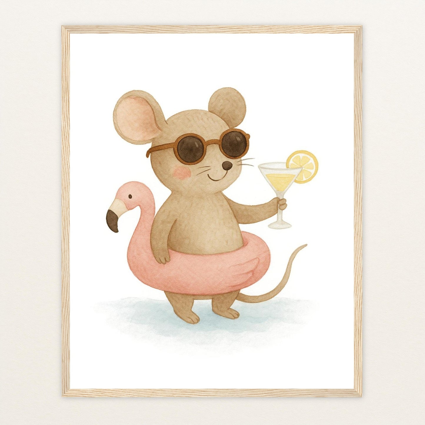 Mimi die Maus - Motiv: "Pooltag" Poster mit Holzrahmen von tinylearner