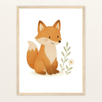 Finnegan der Fuchs Poster mit Holzrahmen von tinylearner