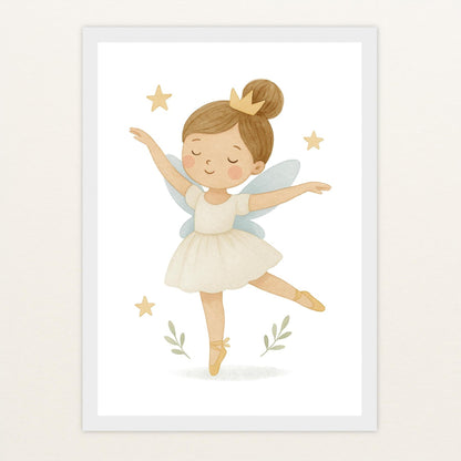 Fina die Fee - Motiv: "Ballett" Poster mit Holzrahmen von tinylearner