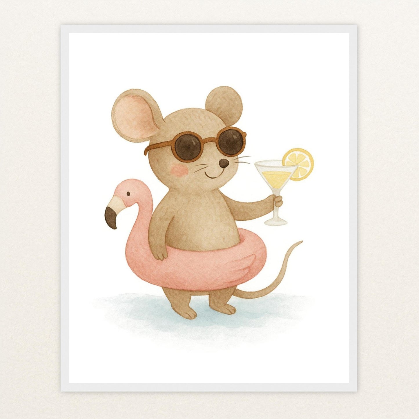 Mimi die Maus - Motiv: "Pooltag" Poster mit Holzrahmen von tinylearner