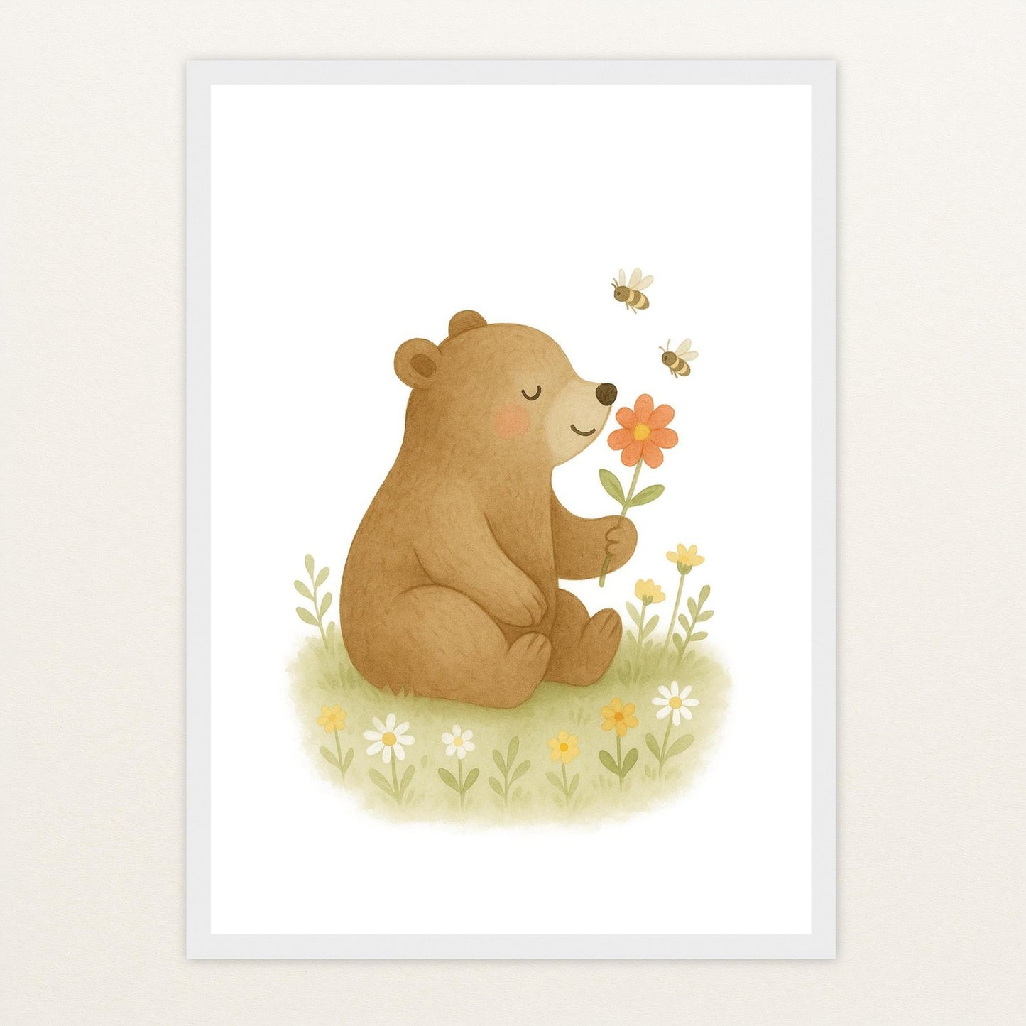 Balu der Bär - Motiv: "Blume" Poster mit Holzrahmen von tinylearner