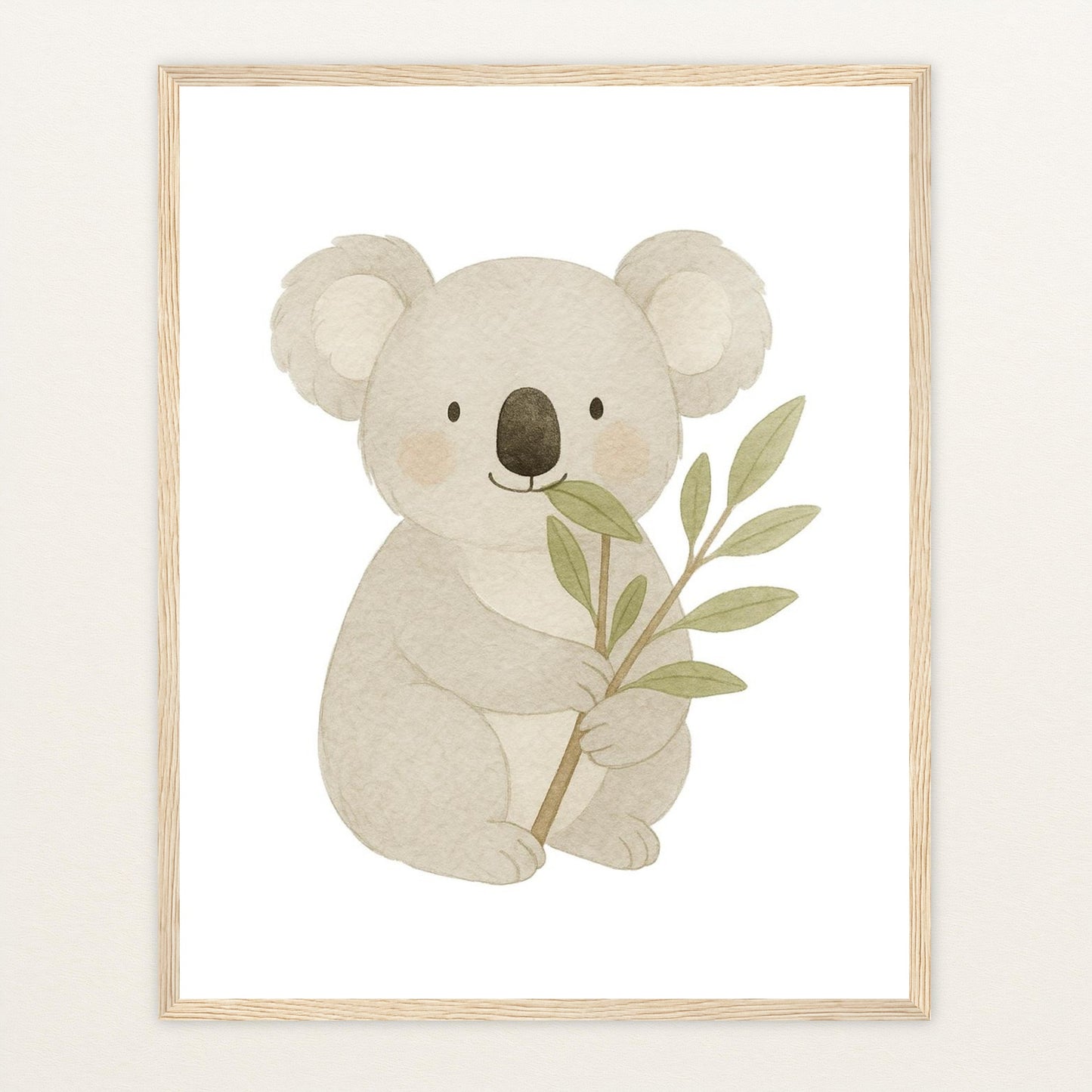Kori der Koala - Motiv: "Eukalyptus" Poster mit Holzrahmen von tinylearner