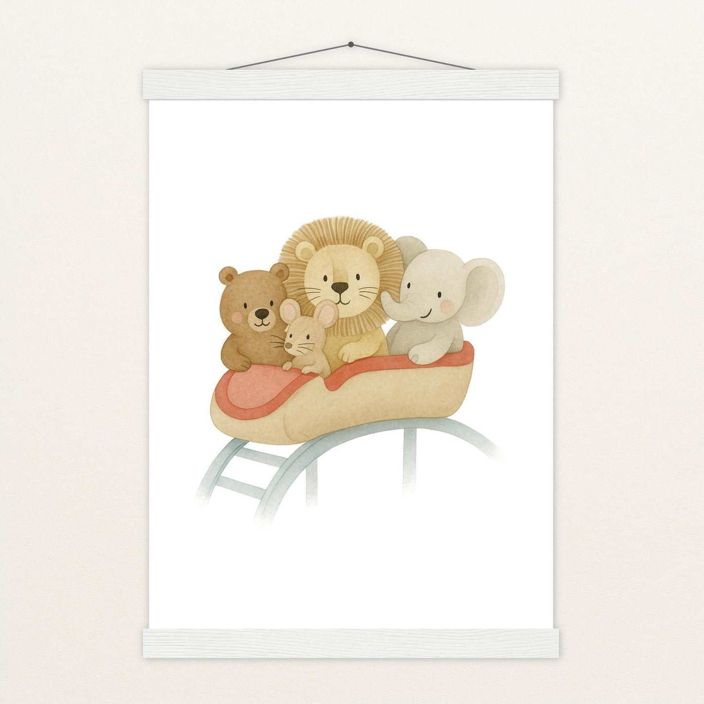 Tierfreunde - Motiv: "Achterbahn" Poster mit Leisten von tinylearner