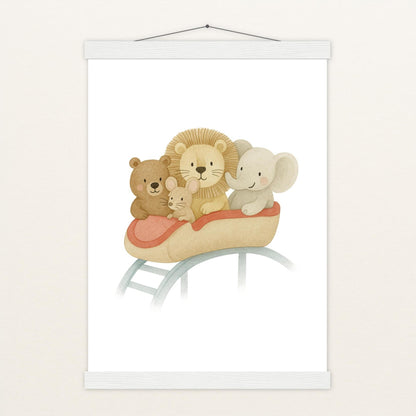 Tierfreunde - Motiv: "Achterbahn" Poster mit Leisten von tinylearner