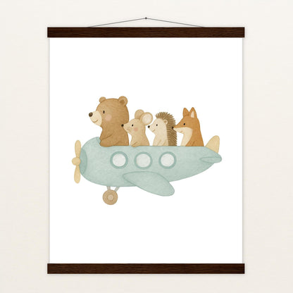 Tierfreunde - Motiv: "Flugzeug" Poster mit Leisten von tinylearner