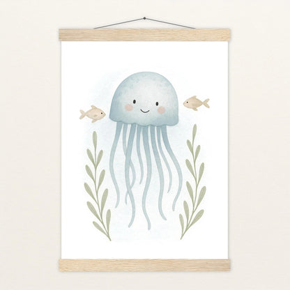 Quinn die Qualle Poster mit Leisten von tinylearner