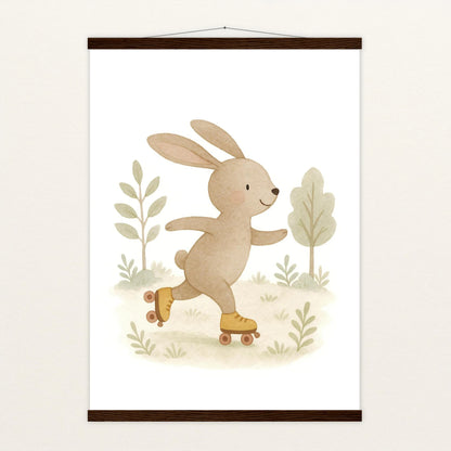 Holly der Hase - Motiv: "Rollschuhe" Poster mit Leisten von tinylearner