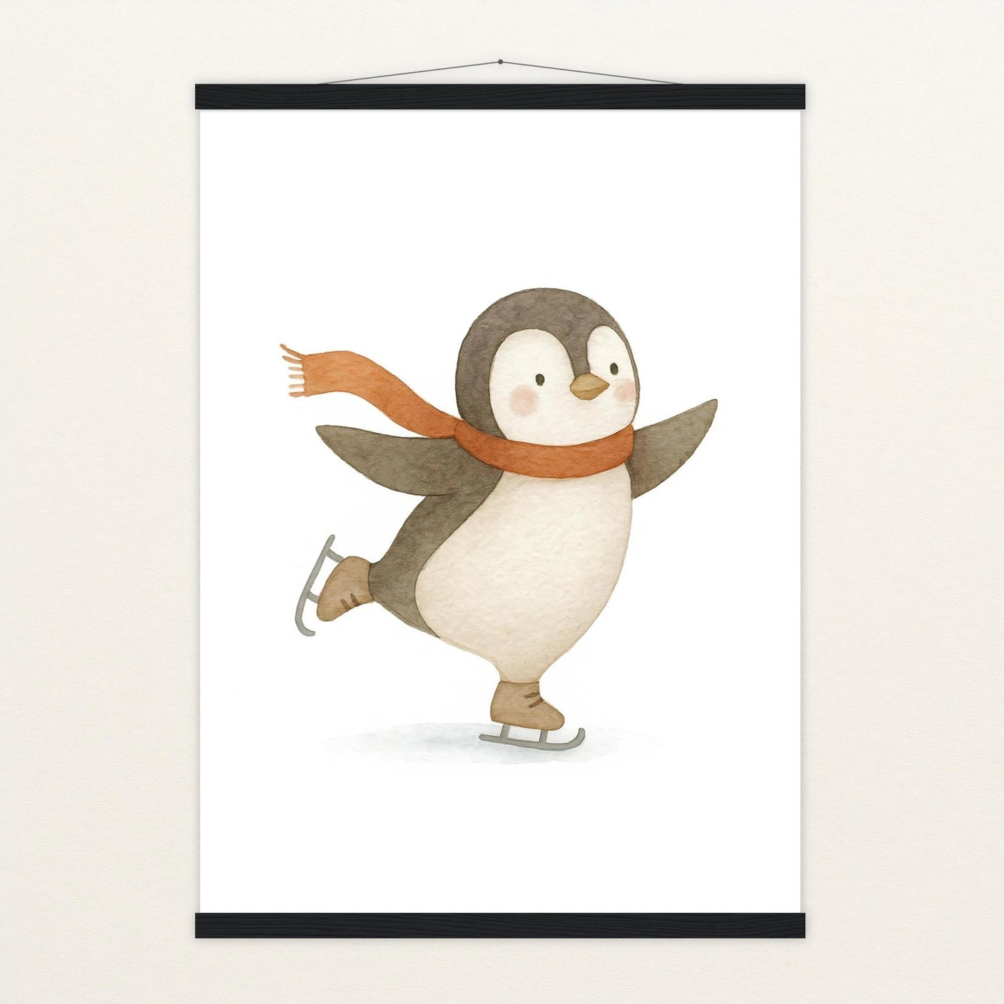 Pia der Pinguin - Motiv: "Eislaufen" Poster mit Leisten von tinylearner