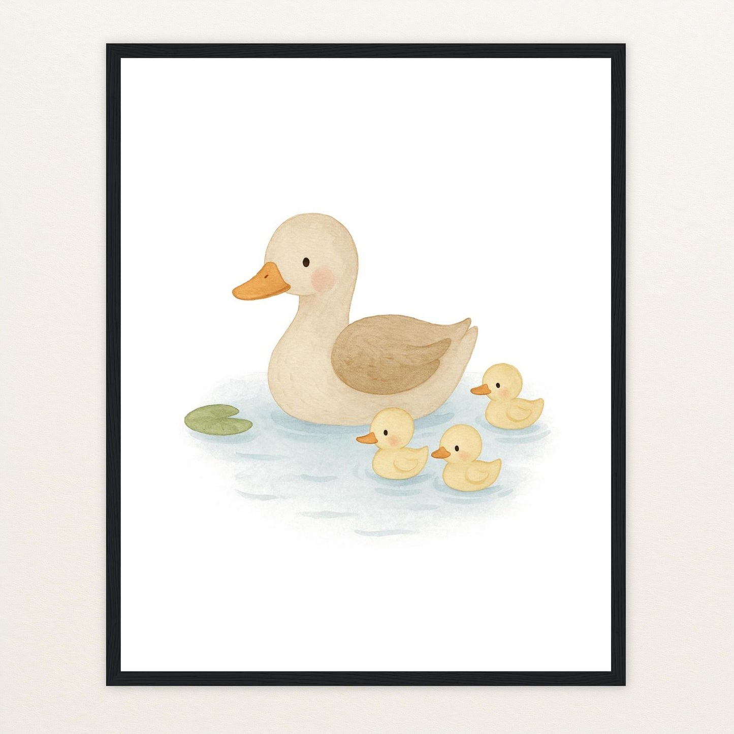Gusi die Gans - Motiv: "Teich" Poster mit Holzrahmen von tinylearner
