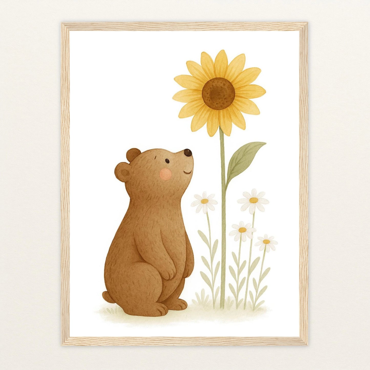 Balu der Bär - Motiv: "Sonnenblume" Poster mit Holzrahmen von tinylearner