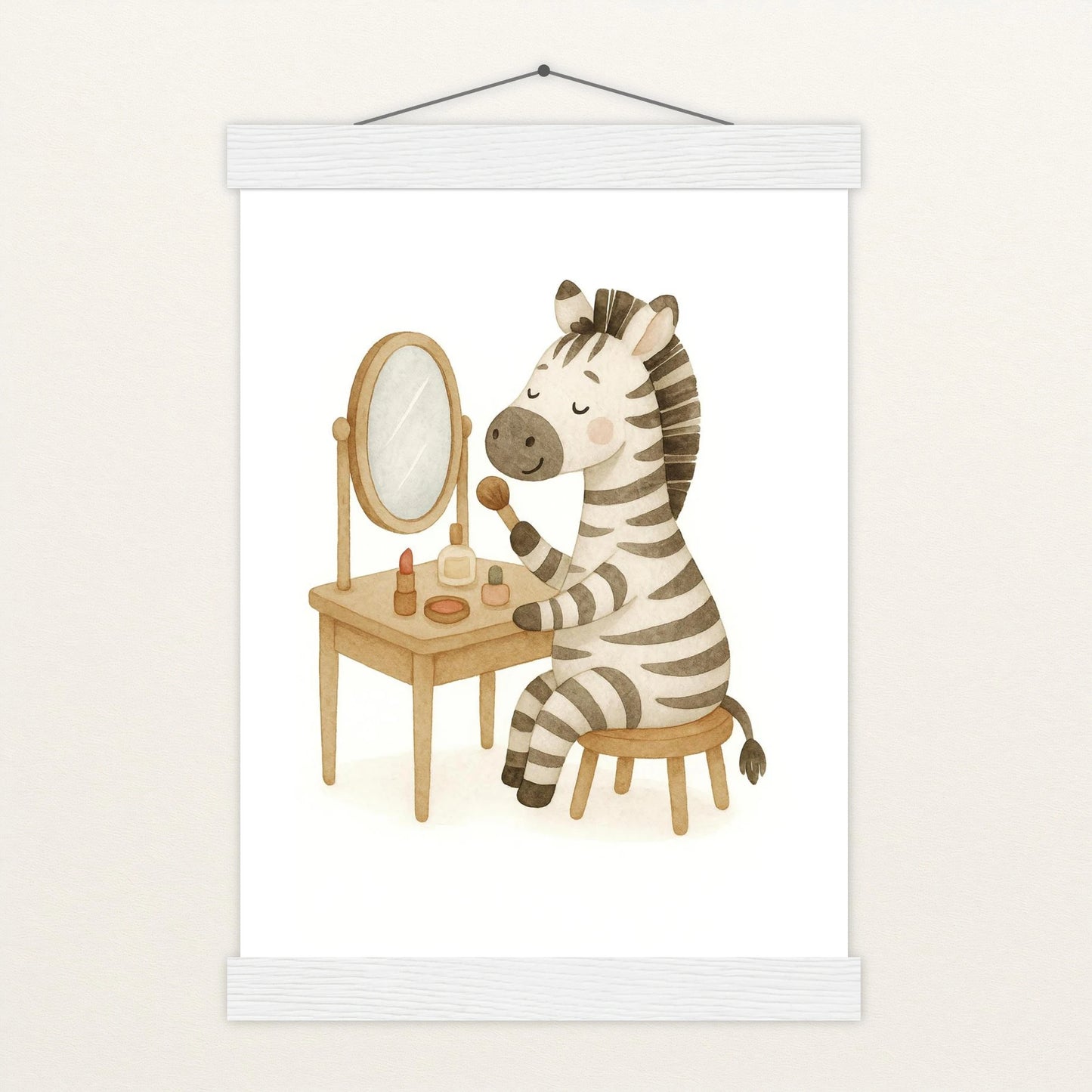 Zinni das Zebra - Motiv: "Schminken" Poster mit Leisten von tinylearner