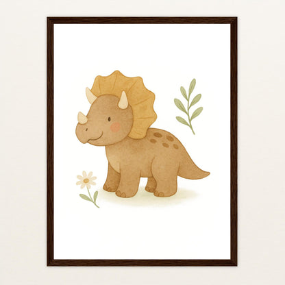 Dinosaurier Triceratops Poster mit Holzrahmen von tinylearner