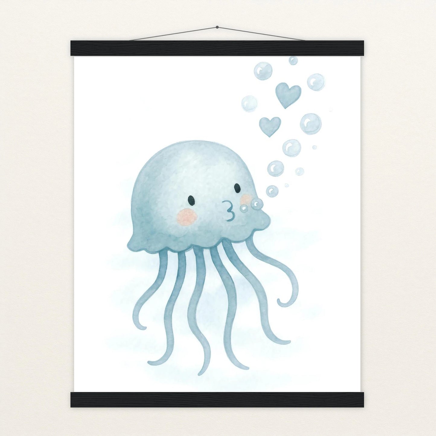 Quinn die Qualle - Motiv: "Luftblasen" Poster mit Leisten von tinylearner