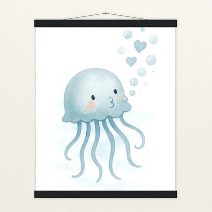Quinn die Qualle - Motiv: "Luftblasen" Poster mit Leisten von tinylearner