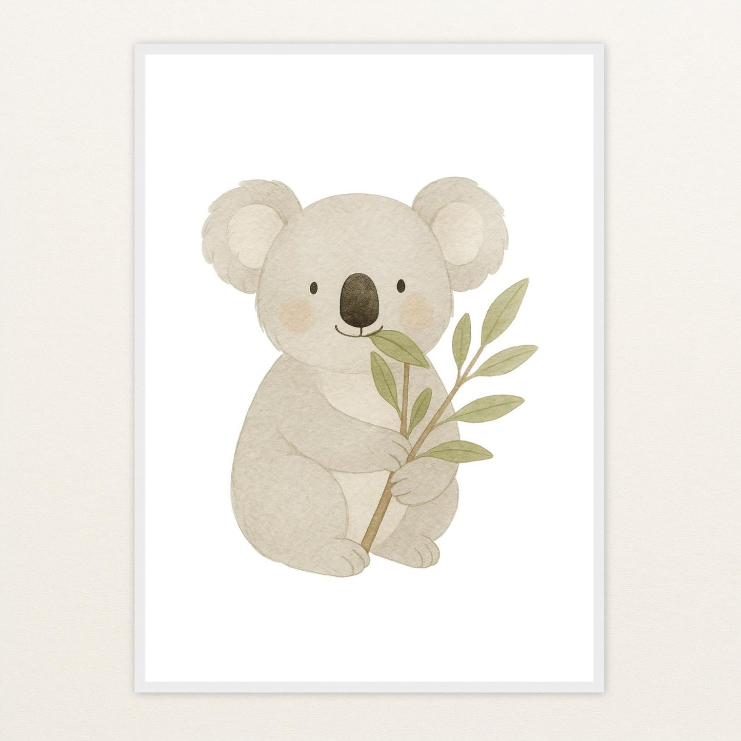 Kori der Koala - Motiv: "Eukalyptus" Poster mit Holzrahmen von tinylearner