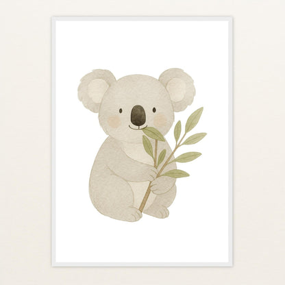 Kori der Koala - Motiv: "Eukalyptus" Poster mit Holzrahmen von tinylearner