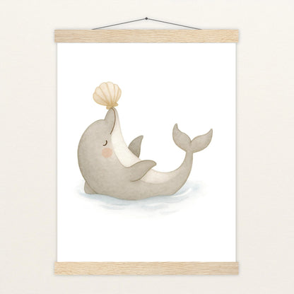 Dora der Delfin - Motiv: "Muschel" Poster mit Leisten von tinylearner