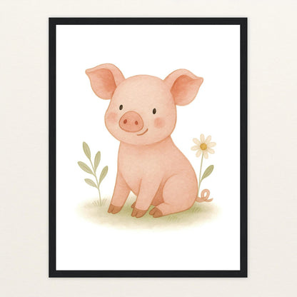 Susi das Schwein Poster mit Holzrahmen von tinylearner
