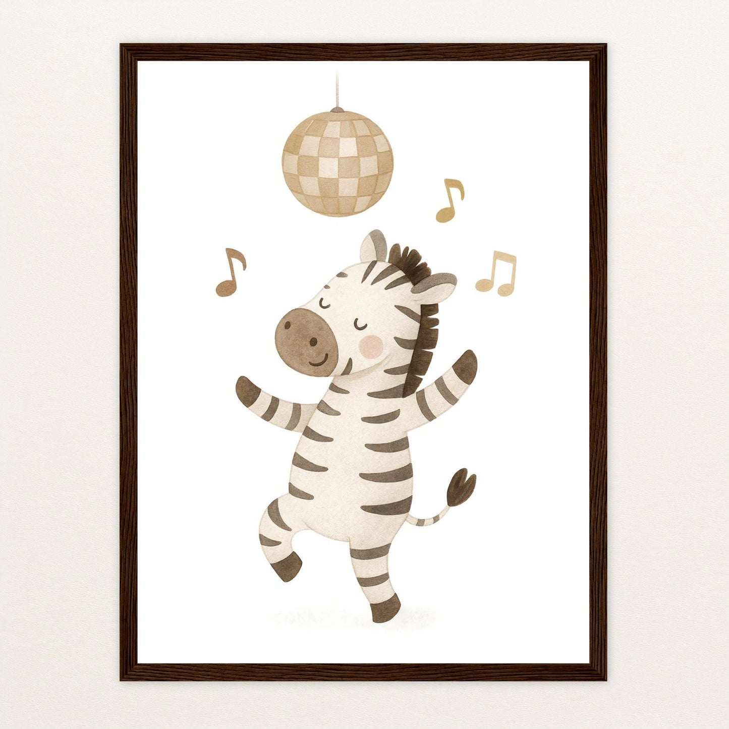 Zinni das Zebra - Motiv: "Tanzen" Poster mit Holzrahmen von tinylearner