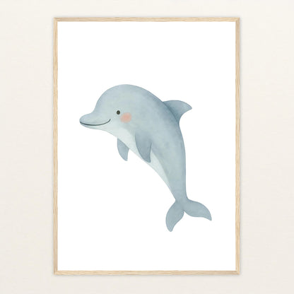 Dora der Delfin Poster mit Holzrahmen von tinylearner