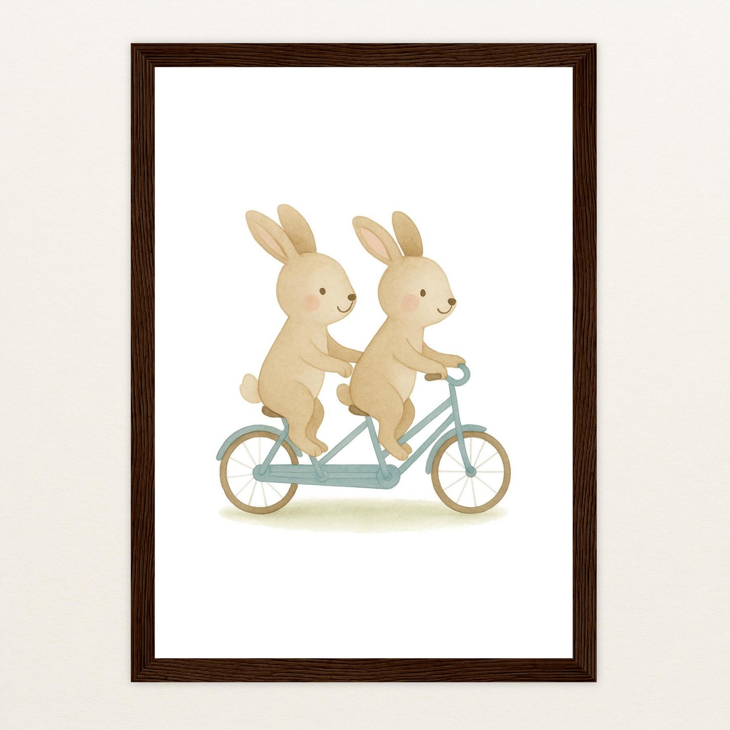 Holly der Hase - Motiv: "Tandem" Poster mit Holzrahmen von tinylearner
