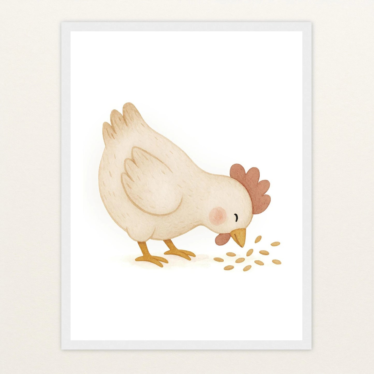 Hanni das Huhn - Motiv: "Körner" Poster mit Holzrahmen von tinylearner