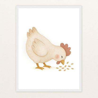 Hanni das Huhn - Motiv: "Körner" Poster mit Holzrahmen von tinylearner