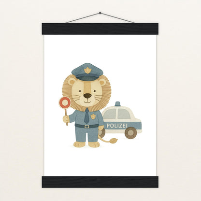 Leo der Löwe - Motiv: "Polizei" Poster mit Leisten von tinylearner