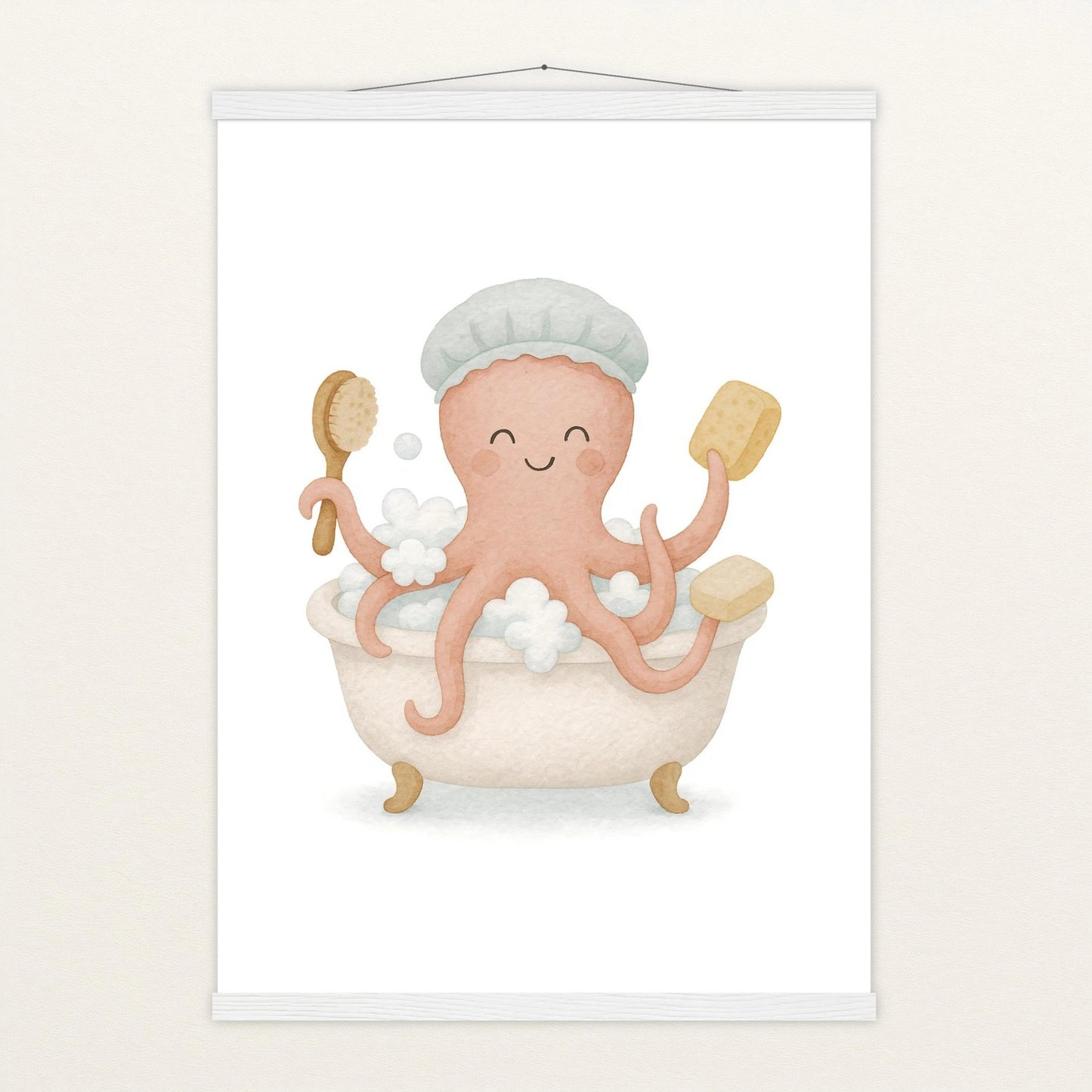 Tilli der Tintenfisch - Motiv: "Baden" Poster mit Leisten von tinylearner