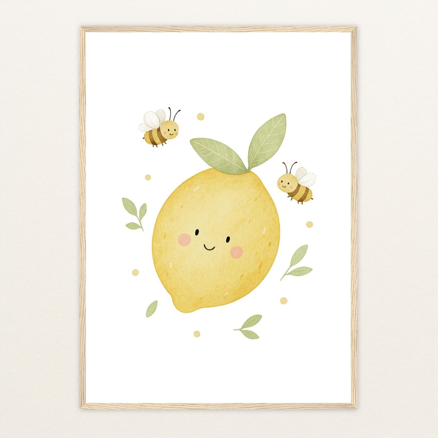 Obst: Zitrone Poster mit Holzrahmen von tinylearner