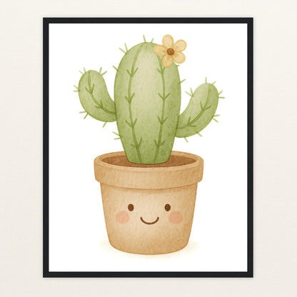 Kaktus Poster mit Holzrahmen von tinylearner
